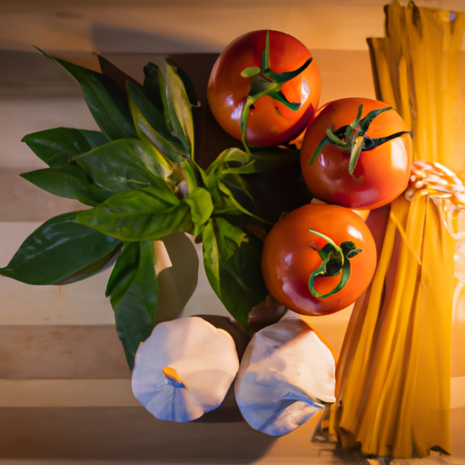 Fresh ingredients like garlic, tomatoes, and herbs used in making spaghetti sauce